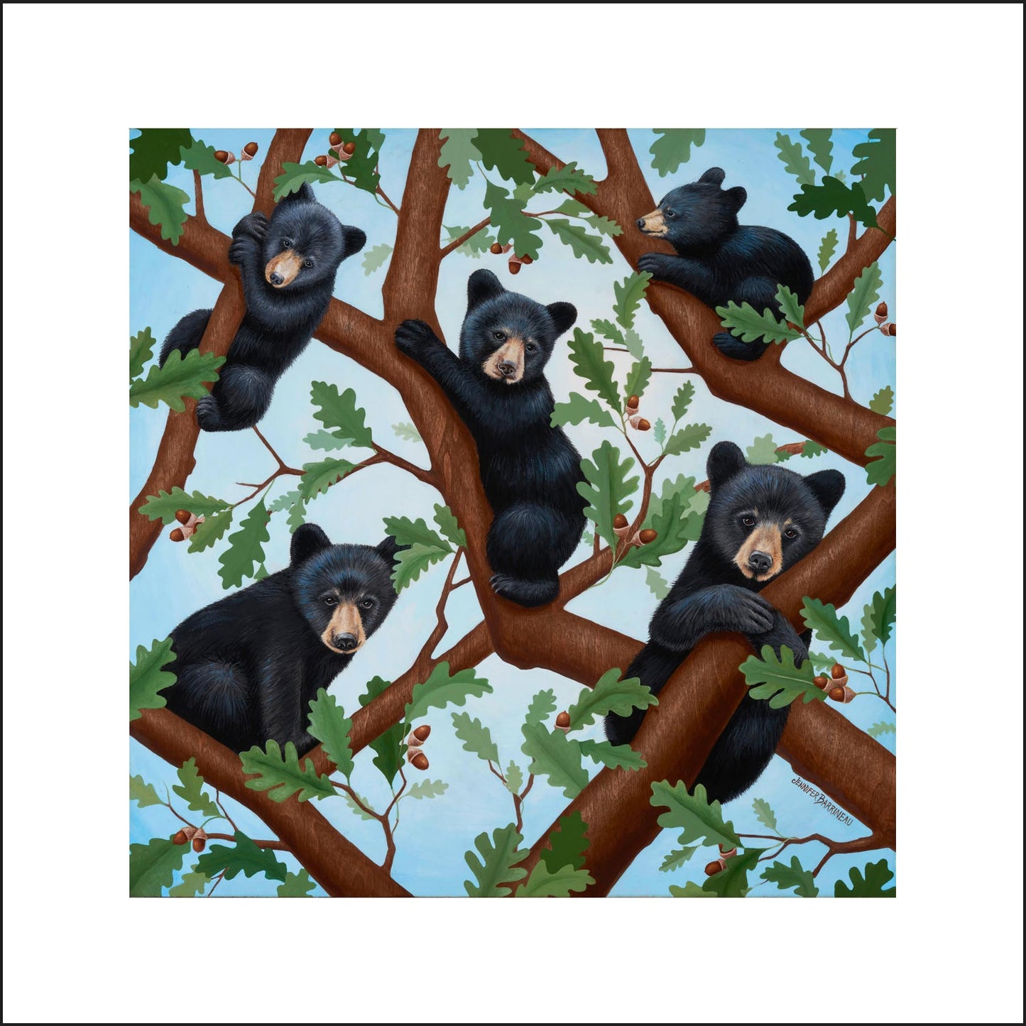 cute bear cubs, black bear cubs, bear cub art. Asheville NC Artist, hurricane Helene artist, 5 cub siblings