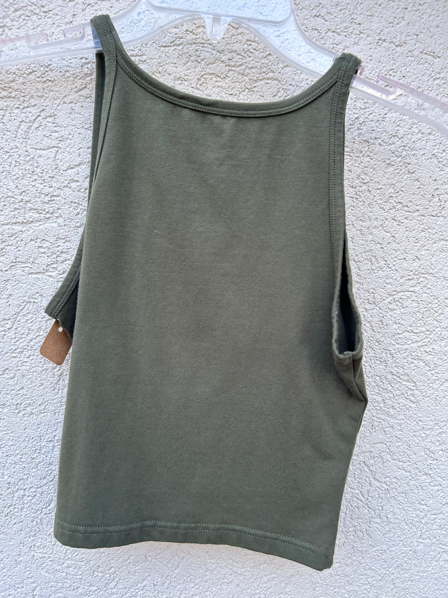 Womens crop top tight fit olive green with embroidered hand painted grateful dead dancing bear