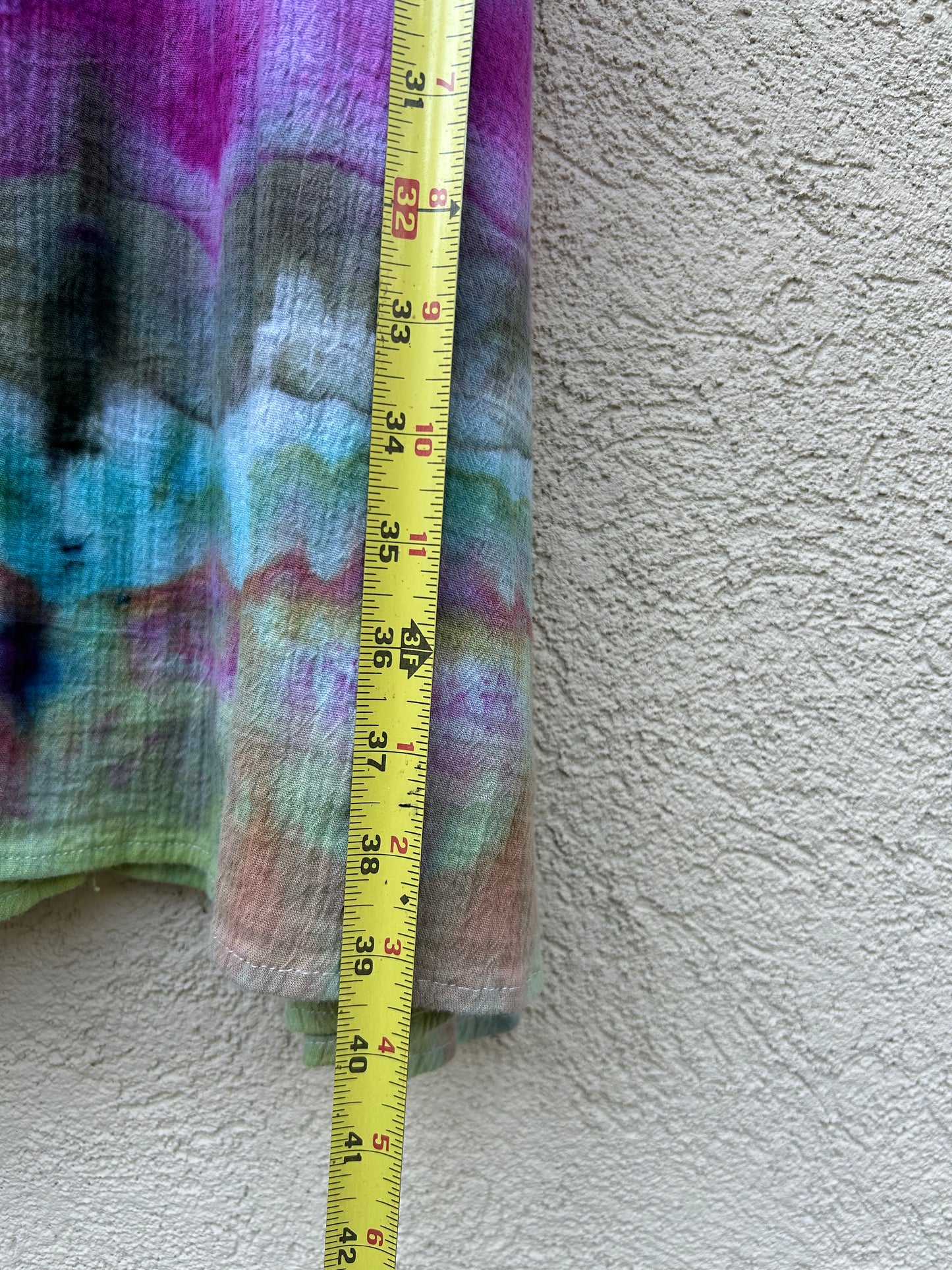 Tie Dye Dress Garnet Hill size large green at top ice dye cotton dress