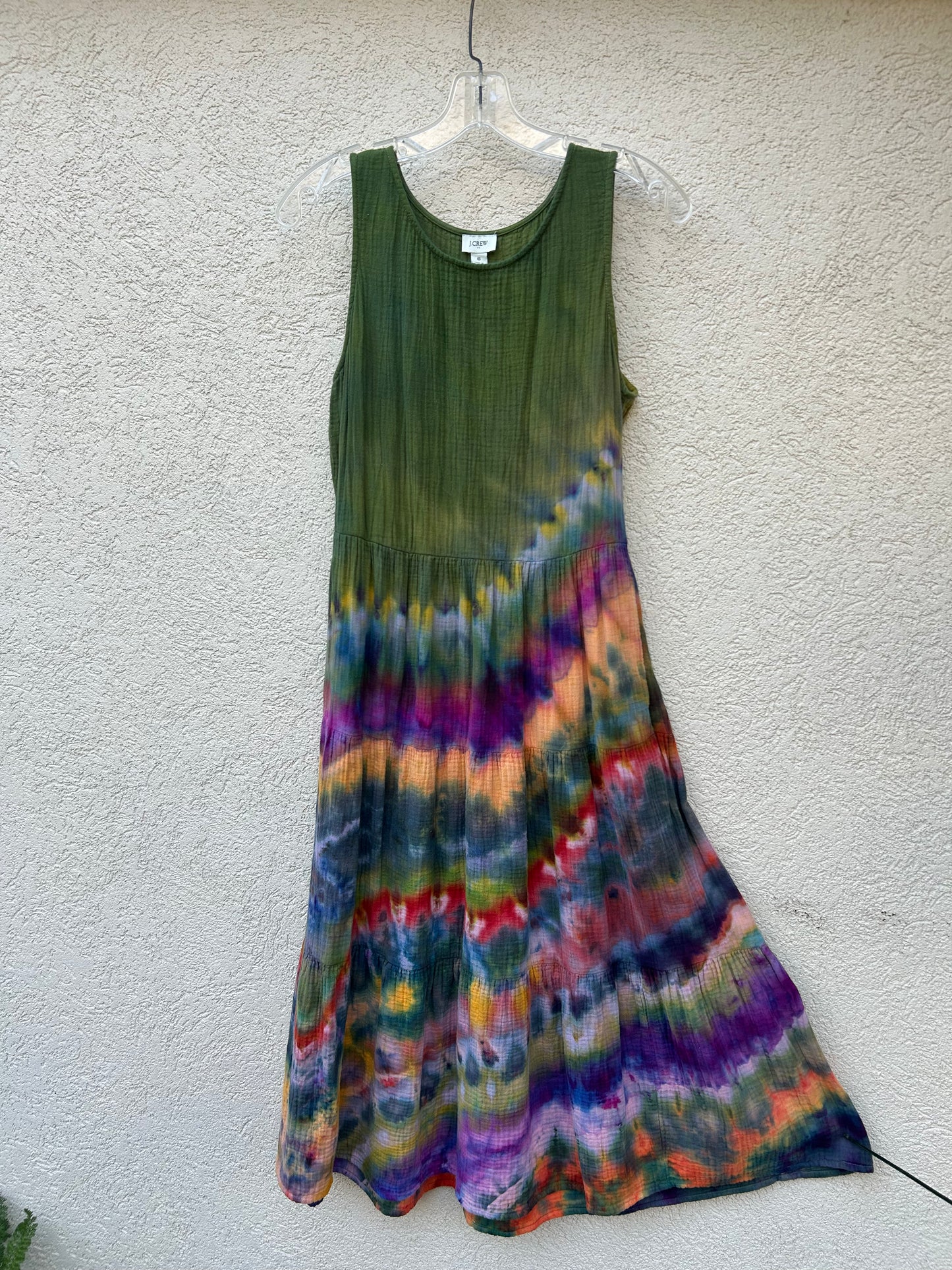 Tie Dye Dress J Crew up cycle green at top size 6