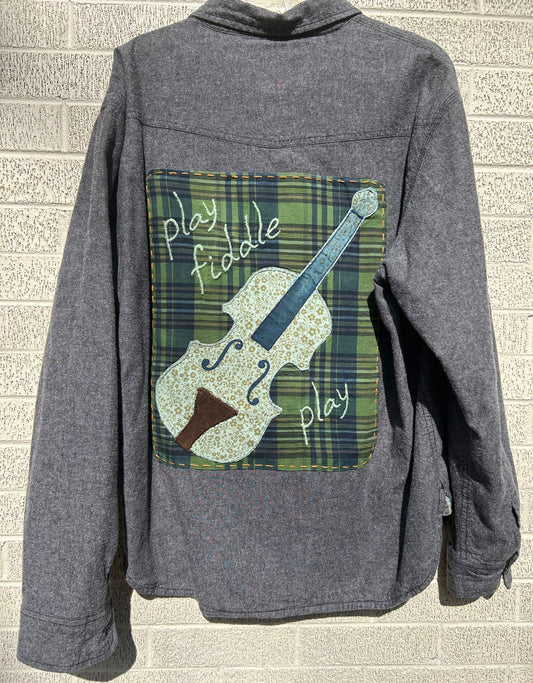 One of a Kind Play Fiddle Play Long Sleeve Flannel Shirt