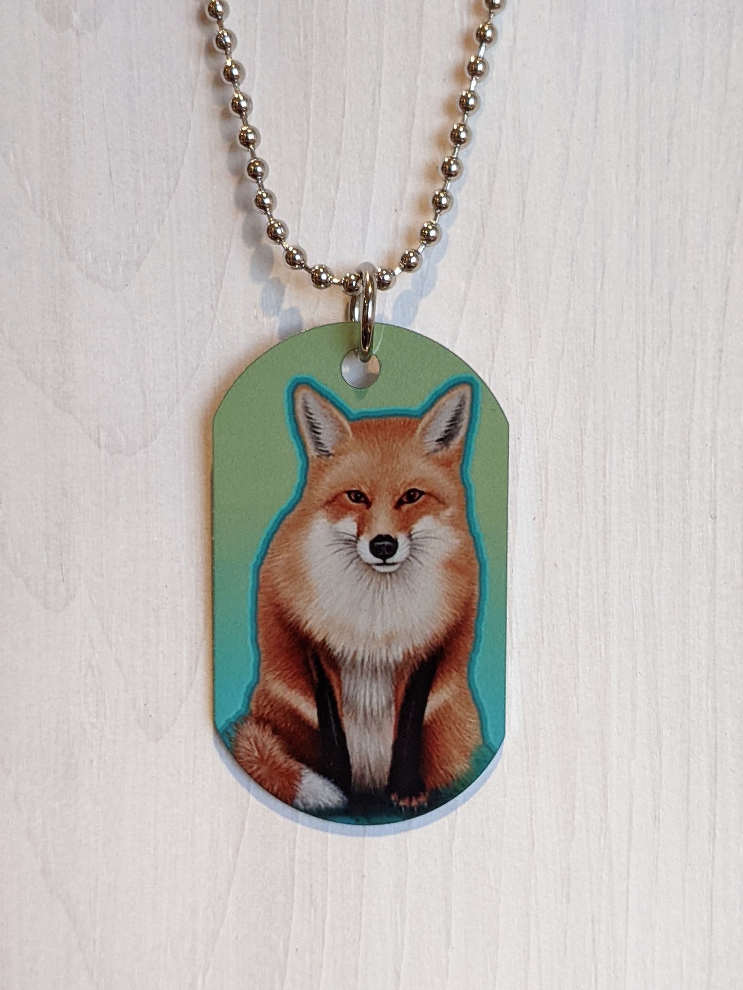 Fox Metal Dog Tag Necklace