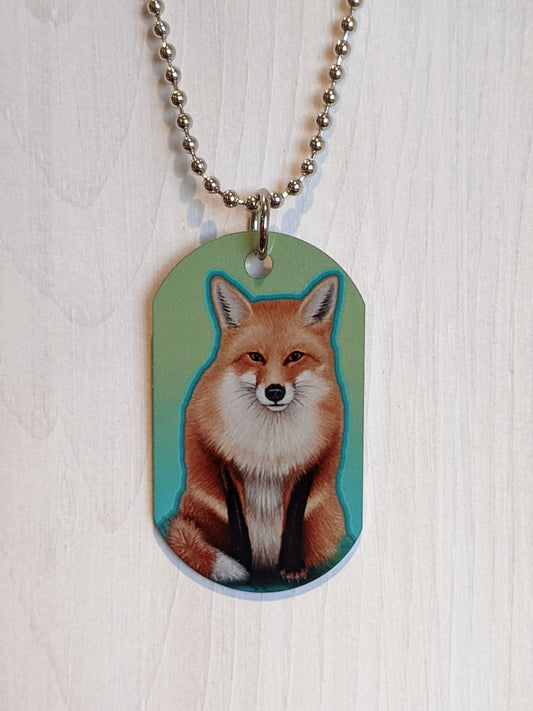 Fox Metal Dog Tag Necklace