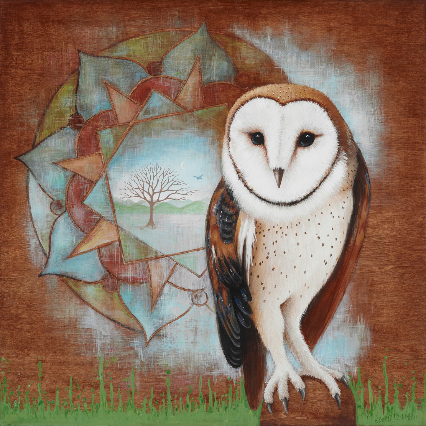 Mandala Owl 8x8 Metal Print Barn Owl wall art