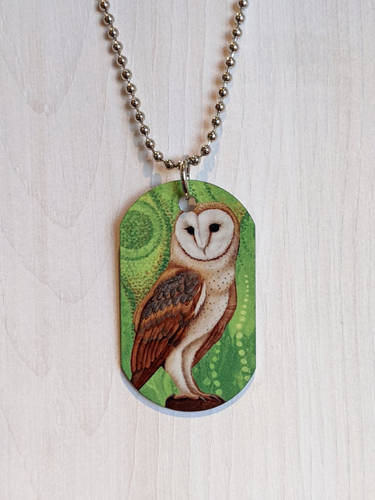 Owl Metal Dog Tag Necklace