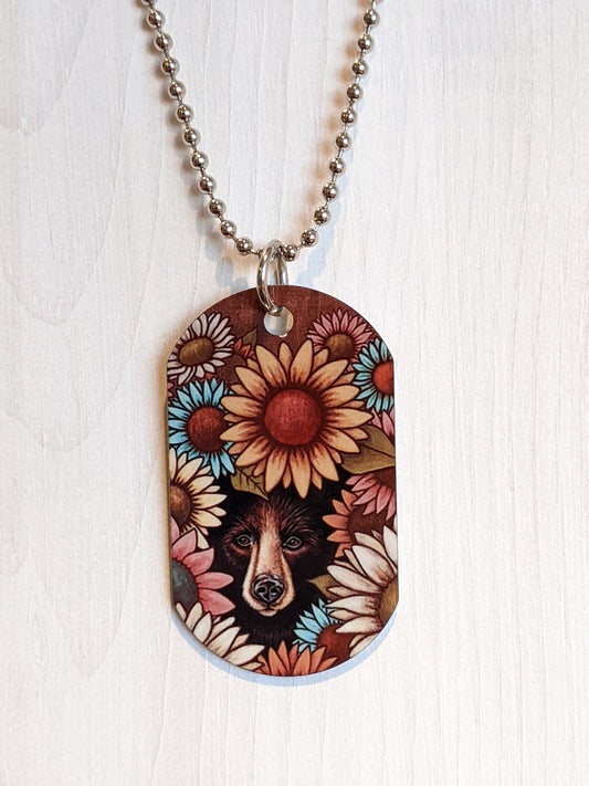 Peek-A-Bear Metal Art  Black Bear Necklace